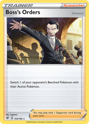 Boss's Orders (154/192) (Giovanni) (Theme Deck Exclusive) [Sword & Shield: Rebel Clash]