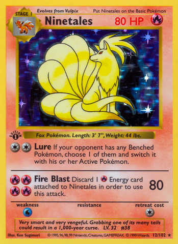 Ninetales (12/102) (Shadowless) [Base Set 1st Edition]