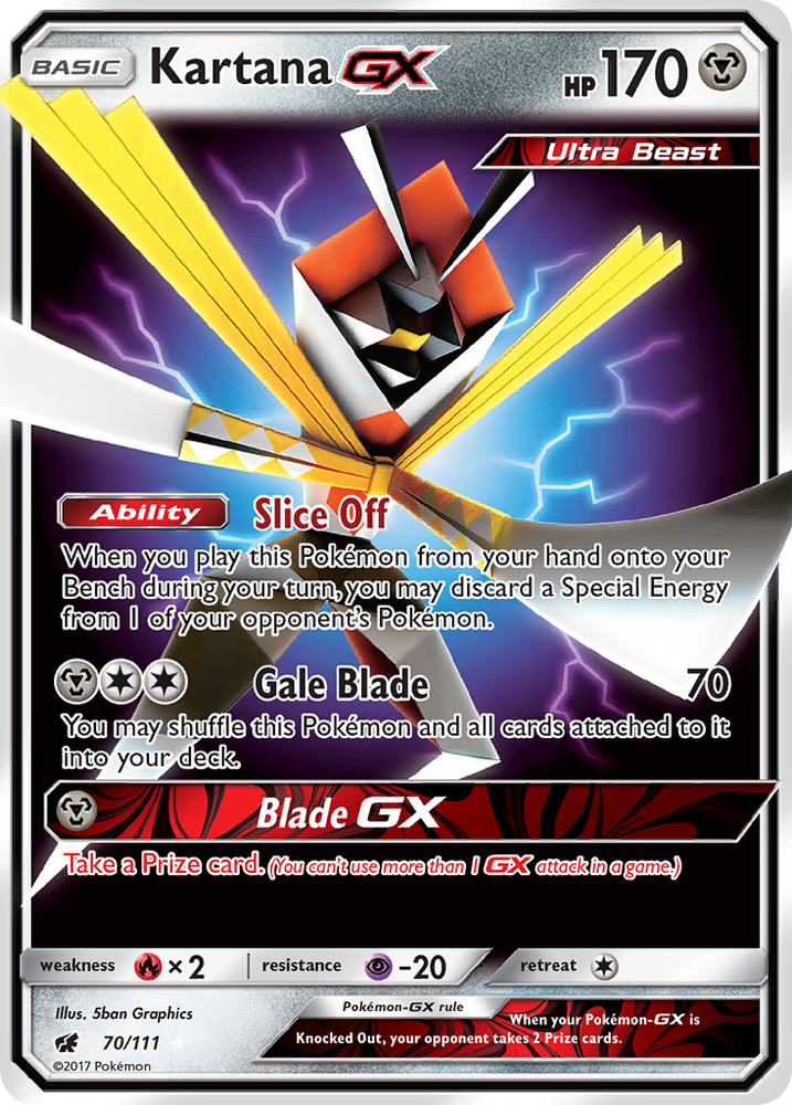Kartana GX 70/111 - Crimson Invasion - Ultra Rare Holo Pokemon Card Near  Mint