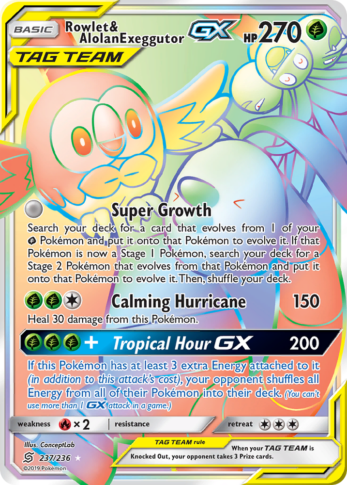 Rowlet & Alolan Exeggutor GX (237/236) [Sun & Moon: Unified Minds]