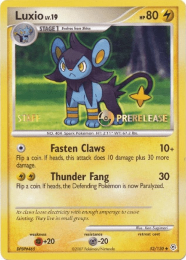 Luxio (52/130) (Prerelease Promo Staff) [Nintendo: Black Star Promos]