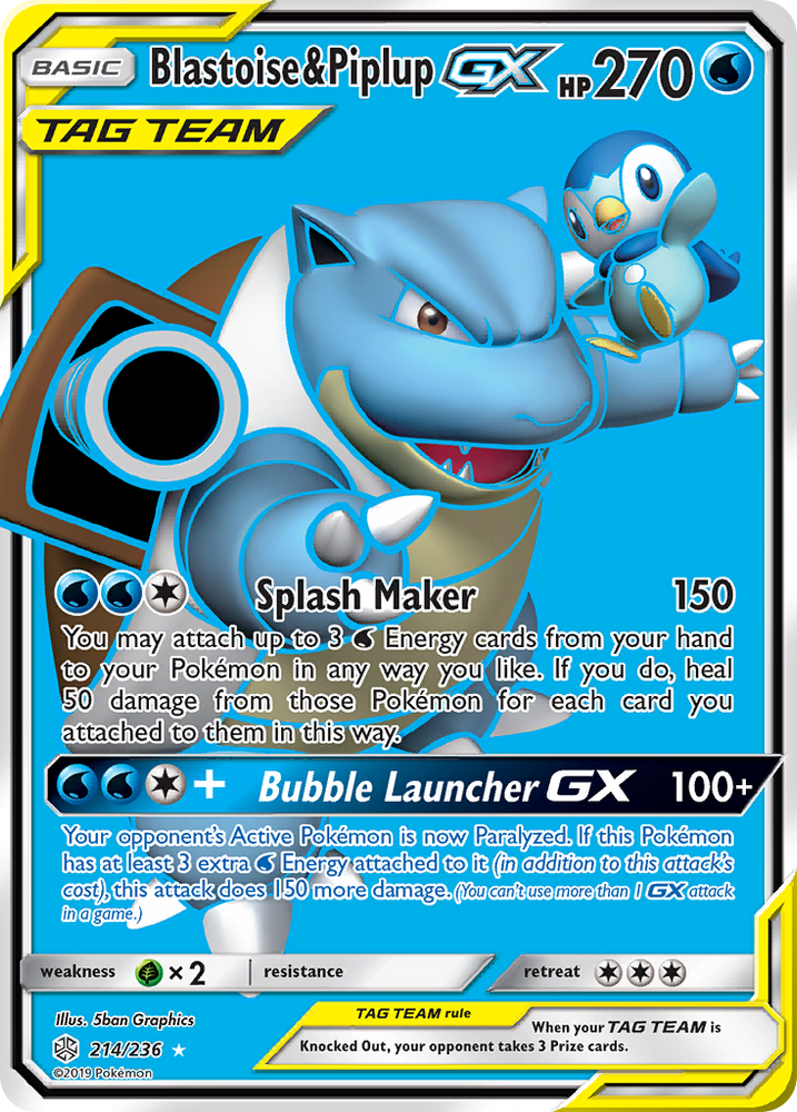 Blastoise & Piplup GX (214/236) [Sun & Moon: Cosmic Eclipse]