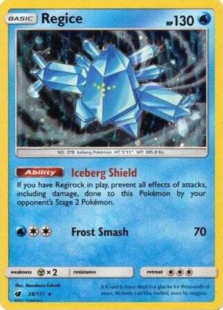 Regice (28/111) (Cosmos Holo) [Sun & Moon: Crimson Invasion]