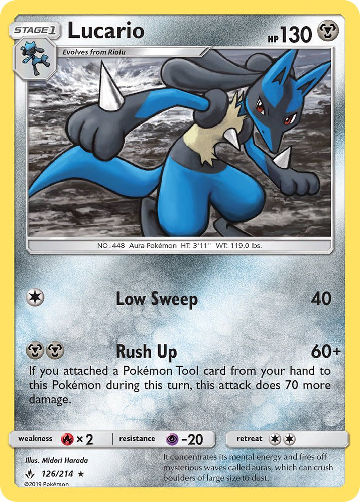 Lucario (126/214) (Theme Deck Exclusive) [Sun & Moon: Unbroken Bonds]