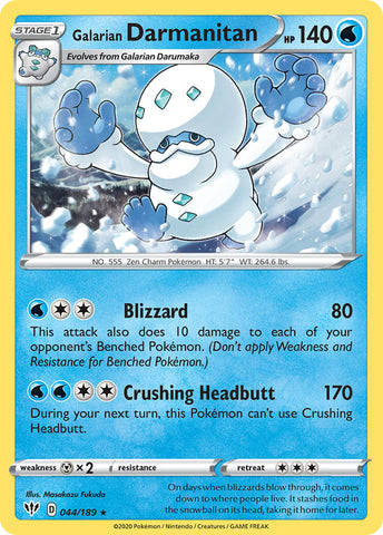 Galarian Darmanitan (044/189) (Cracked Ice Holo) (Theme Deck Exclusive) [Sword & Shield: Darkness Ablaze]