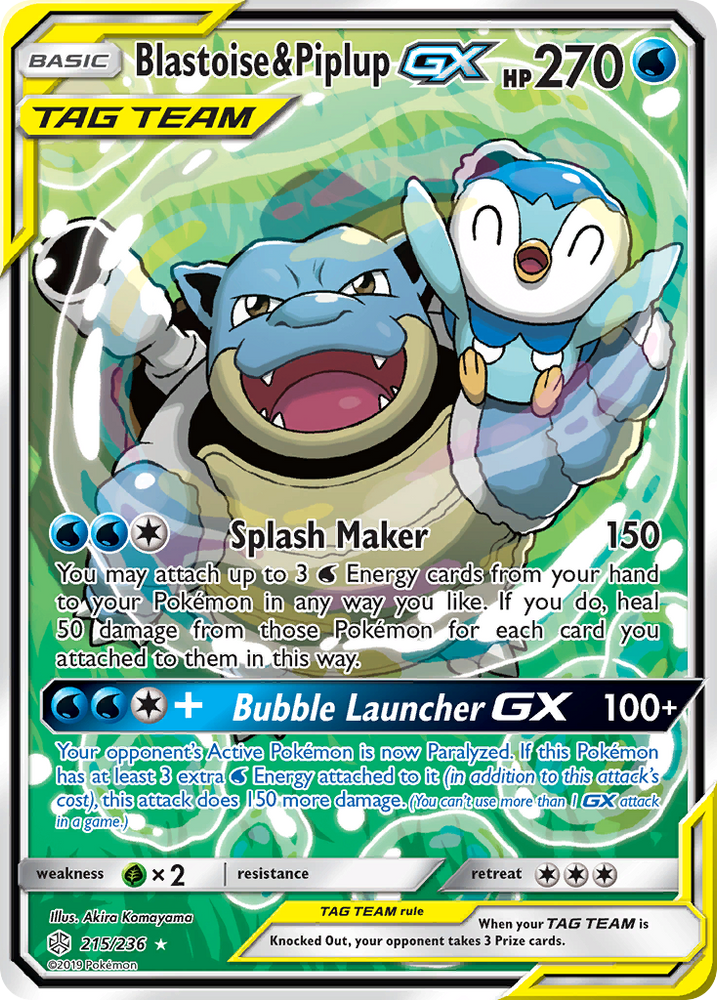 Blastoise & Piplup GX (215/236) [Sun & Moon: Cosmic Eclipse]