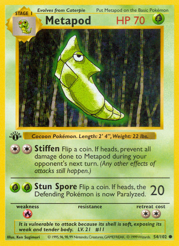 Metapod (54/102) (Shadowless) [Base Set 1st Edition]