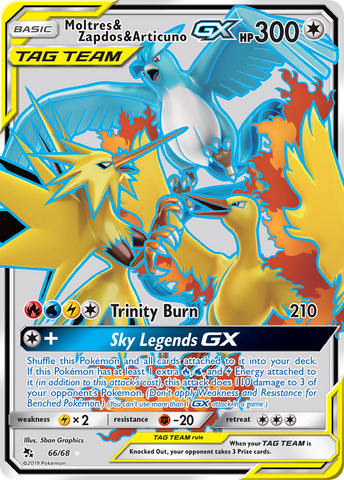 Moltres & Zapdos & Articuno GX (66/68) [Sun & Moon: Hidden Fates]