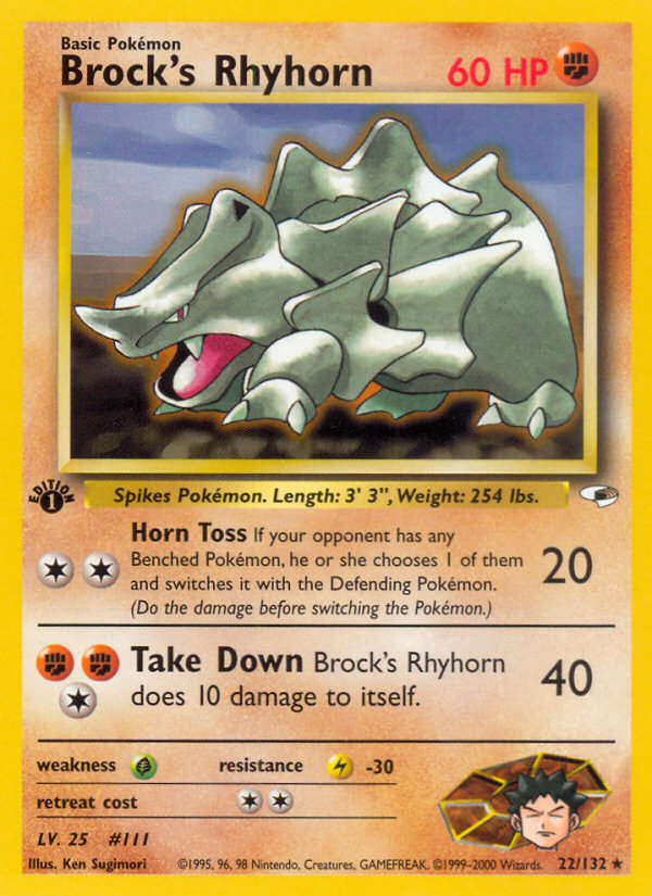 Brock's Rhyhorn (22/132) [Gym Heroes 1st Edition]