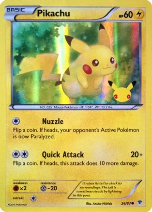 Pikachu (26/83) (20th Anniversary) [XY: Generations]